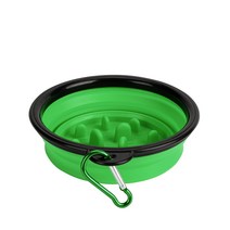 급체방지 접이식 컵 슬로우 강아지 식기 S, 그린, 1개