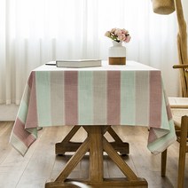 마켓에이 스트라이프 린넨 식탁보, 핑크, 135 x 200 cm