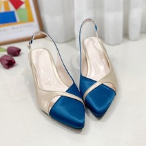 투컬러 배색 스틸레토 슬링백 6cm P108