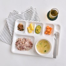 로야 단체급식 멜라민 4구 식판 719 10p, 크림