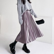 오키 여성용 쥬시 벨벳 플리츠 스커트