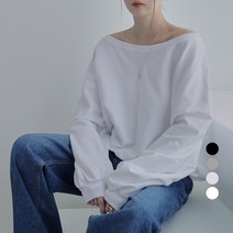 어썸어라운드 여성용 오프숄더 루즈핏 맨투맨