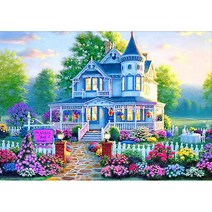 밀스턴 5D DIY 취미 풍경 보석십자수 DIY 패키지 단독주택, 혼합색상, 1개