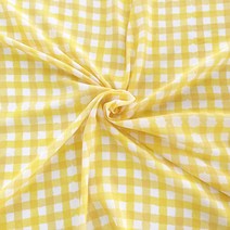 크레용 체크 비침적은 두툼 쉬폰 원단, 옐로
