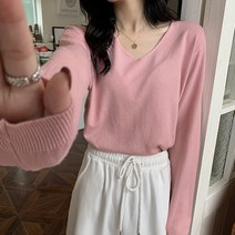 레몬소울 여성용 조쏘 브이넥 컬러 니트티