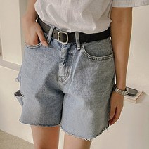 프롬미스 여성용 디스트로이드 5부 청반바지
