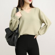 마이시즌 여성 밀크 하찌 브이넥 니트