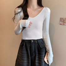 모네타 여성용 베이직 브이넥 크롭 상의