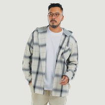 파이브엑스라지 남성용 오버핏 빅 후드 체크 셔츠
