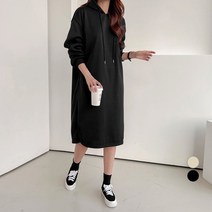 쿨쿠 여성용 기모 트임 후드 원피스