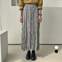 세컨그라운드 여성용 호피 주름 스커트