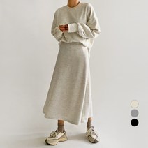 바블링브룩 여성용 세미 크롭 맨투맨 + 스커트 세트