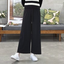 디어로라 여성용 데일리 와이드 9부 밴딩 팬츠