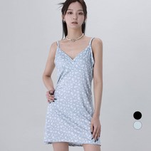 어썸어라운드 여성용 플라워 앤 블랙 미니 끈 원피스