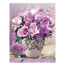 케이엠엘리 5D 원형 보석십자수 DIY 세트 20 x 30 cm, 퍼플플라워, 1세트