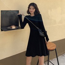 레몬소울 트런 니트 플레어 숏 원피스