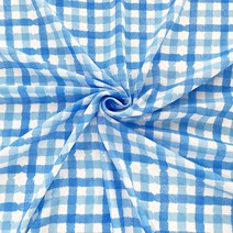 크레용 체크 비침적은 두툼 쉬폰 원단, 스카이