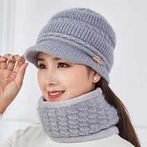나야스타일 스포츠 방한 비니 + 넥워머 세트 DJBG-87-1, 그레이