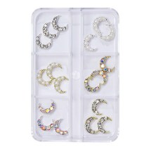 메이브라운 크리스탈 진주 달 스톤 네일파츠 6종 x 3p 세트, 1세트, B