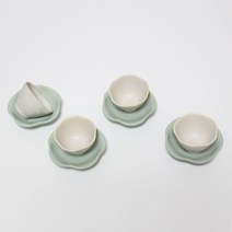 달소금 도자기 홍차잔 무광 파스텔 꽃잎 찻잔 세트, 02 민트, 4세트