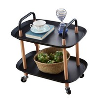 수납 인테리어 이동식 트롤리 소 2단, 블랙