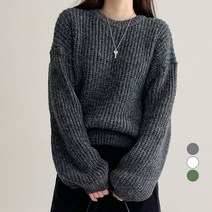 무드인더 여성용 라운드넥 하찌 니트