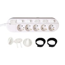 오성정밀 접지 개별스위치 멀티탭 5구 2M + 안전캡 3p + 선정리 찍찍이 2p PON1352 세트, 1세트