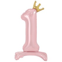 파티데코 스탠딩 은박 풍선 숫자 1, 핑크, 1개