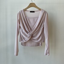 여성용 꼬임 긴팔 티셔츠 + 나시 세트