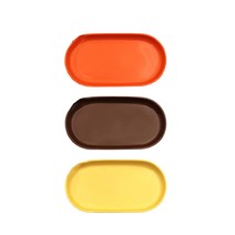 오체어스 1537 비비드컬러 테두리 플레이트 오벌 옐로우 + 브라운 + 오렌지 세트, 1세트, 접시 3종