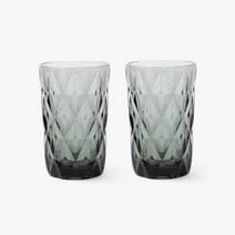 쓰임 티만티 워터 글라스 잔 350ml, 클리어 스모키, 2개