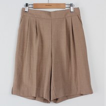 빼빼 여성용 뒷밴딩 투핀턱 5부 스판 와이드 반바지