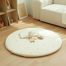 아솜느 순면 100수 캐릭터 자수 원형 러그 패드, 모과