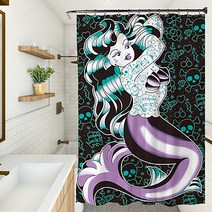 마켓에이 핀업 펑키픽쳐 샤워커튼 YL103 120 x 180 cm, 1개, 멀티(혼합)컬러