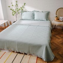 목화솜 인면 침대패드 프릴형, 민트