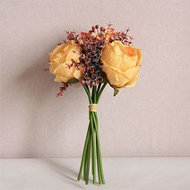 조화 꽃다발 웨딩 홈장식 인테리어 유칼립투스 수국 장미 데코, 옐로우