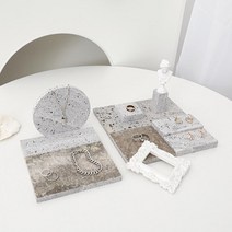 주얼리 키링 화장대 정리 스톤 트레이 오브제 9종 세트 STONE-9GR, 믹스 그레이