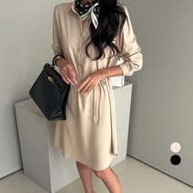 쿨쿠 여성용 반오픈 카라 셔츠 원피스