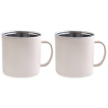 디유 상상앤드 2중 스텐 보온보냉 예쁜 까페 머그잔 300ml, 아이보리, 2개