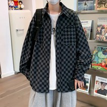 남성용 컬러 투피 체크무늬 카라넥 셔츠 FC-2213384