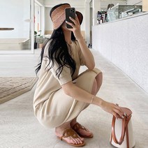 오키 여성 마일 라인 라운드 니트 원피스