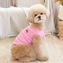 오드펫 반려동물 베이직 스트라이프 탱크탑 티셔츠, 핑크
