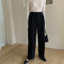 안다로미 여성용 카렌 핀턱 데일리 통 슬랙스 팬츠