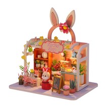 아디코 DIY 미니어처 토이하우스 래빗 플라워샵, 혼합색상