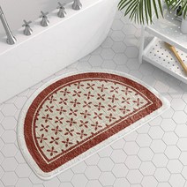 솔룸 반달 레트로 문양 욕실 발매트, 레드플라워