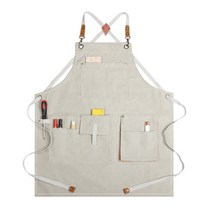 UNSUM 캔버스 데님 앞치마, 크림화이트