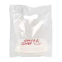 더팩컴퍼니 펄프 도시락 1호 인쇄 스마일 20p + PE 투명 비닐쇼핑백 20p 세트, 1세트