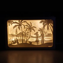 꾸꾸까까 DIY 페이퍼커팅 LED 무드등, 해변의커플