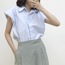 밀앤아이 패드 카라넥 반소매 블라우스 MG7BLB241