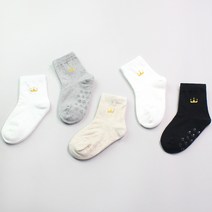 설레발 아동용 반짝이 왕관 데일리 양말 5족 세트